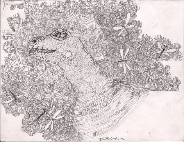 Dinosaurio con Libélula Graphite