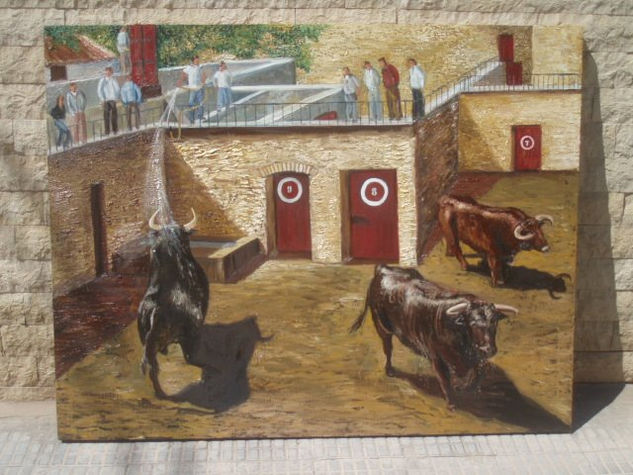 corral de torriles Óleo Lienzo Animales