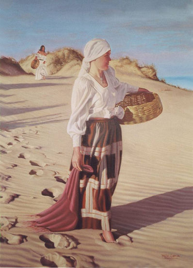 Mujer en dunas Oil Canvas Landscaping