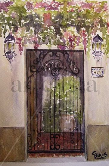 Puerta enrejada Watercolour Paper Landscaping