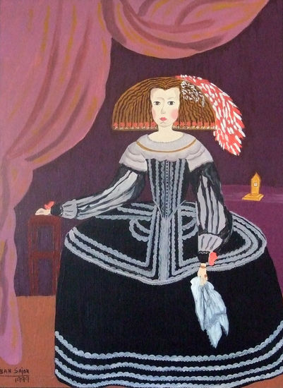 Menina de negro Acrylic Textile Portrait