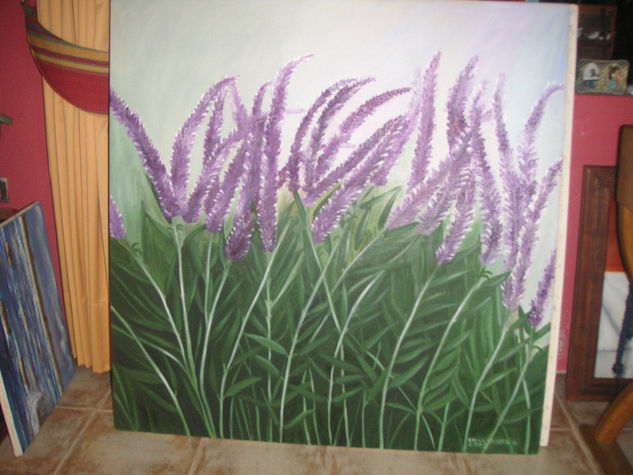 metas (Salvia) Oil Canvas Floral Painting