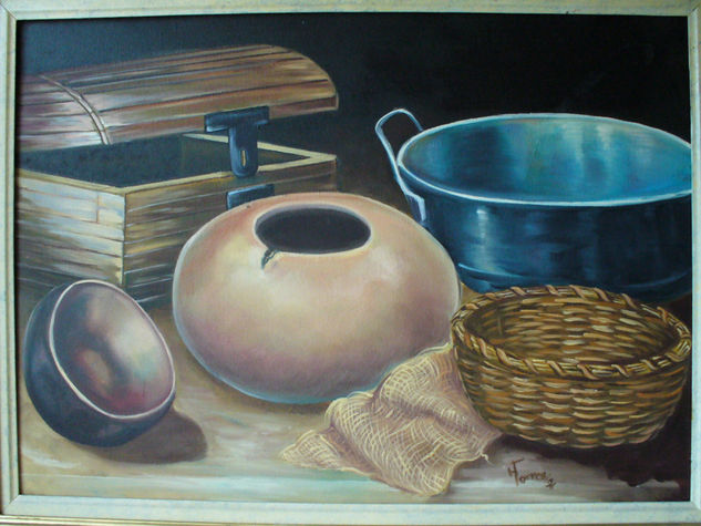 Baul y Vasija Oil Canvas Still Life Paintings