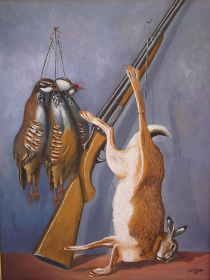 BODEGON CON PERDICES Óleo Lienzo Animales