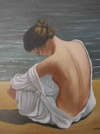 EN LA PLAYA Óleo Lienzo Figura