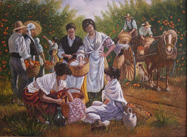 RECOGIDA DE LA NARANJA Óleo Lienzo Paisaje