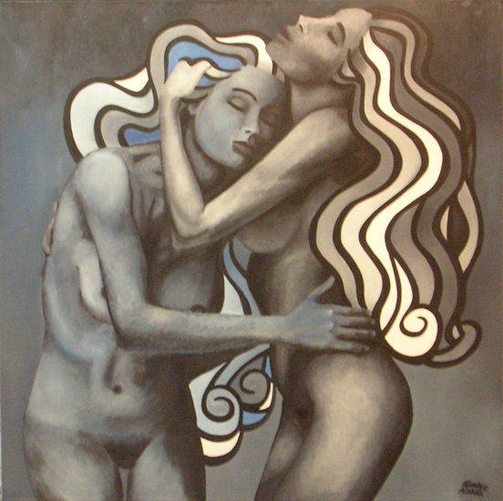 Estudio de Mujeres Enamoradas I Oil Canvas Nude Paintings