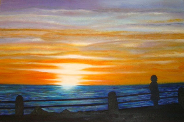 el mar y yo Oil Canvas Marine Painting