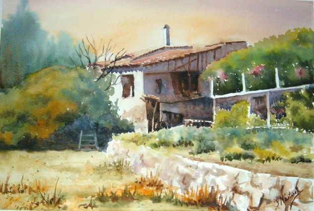 Casa del Pueblo Acuarela Papel Paisaje