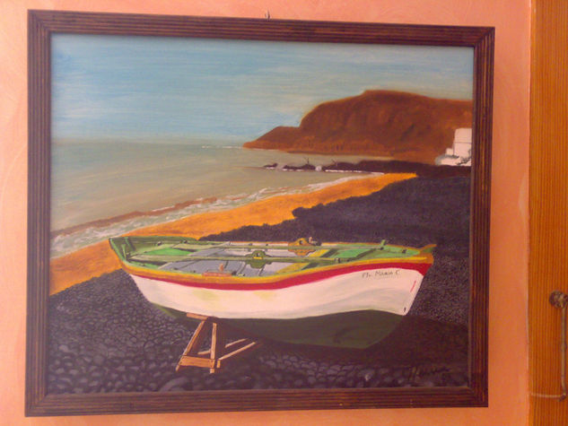 La Barca Oil Panel Marine Painting