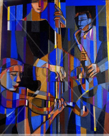 Jazz. Mixed media Canvas Figure Painting