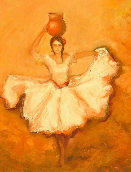 Bailarina Paraguaya Oil Canvas Figure Painting