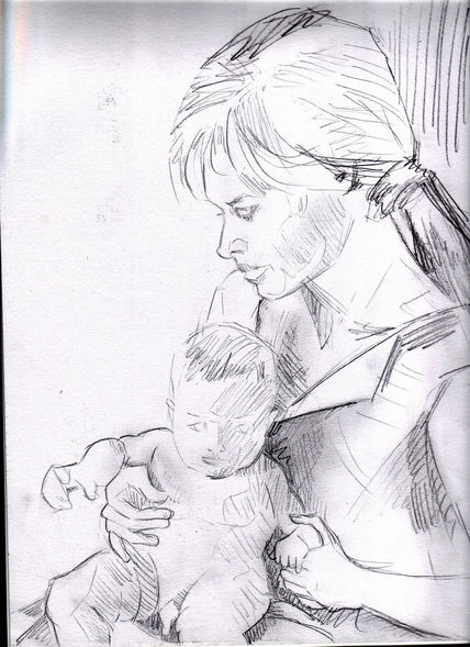 Boceto madre e hijo