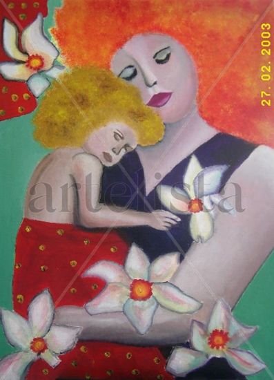 amor de madre Oil Canvas Figure Painting