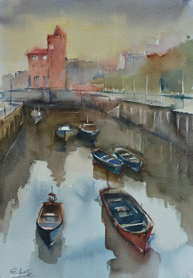 Puerto de Portugalete Watercolour Paper Marine Painting