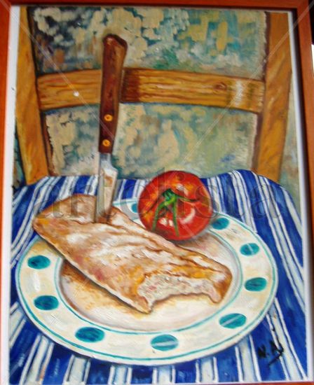 quien corta el tomate? Oil Paper Still Life Paintings