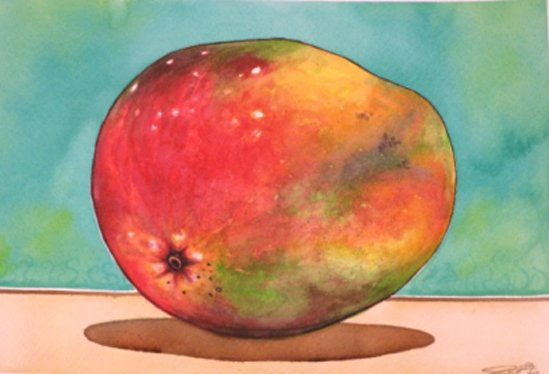 Mango de Cachete Watercolour Paper Still Life Paintings