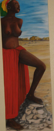 Massai Musó Oil Textile Figure Painting