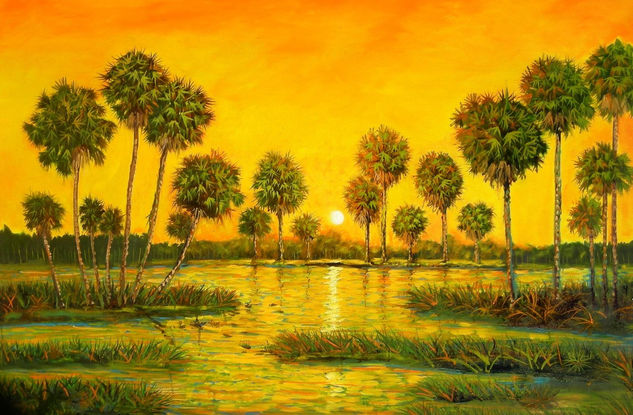 Atardecer en el Chaco Oil Canvas Landscaping