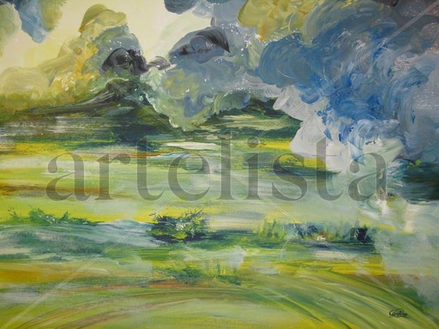 NUBES EN EL CAMPO Acrylic Canvas Landscaping