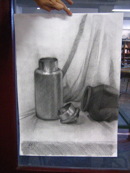 bodegón examen  2007 Pencil (Black) Paper Still Life Paintings