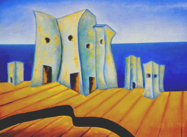 Castel beside the sea: Castillo sobre el mar Oil Canvas Landscaping