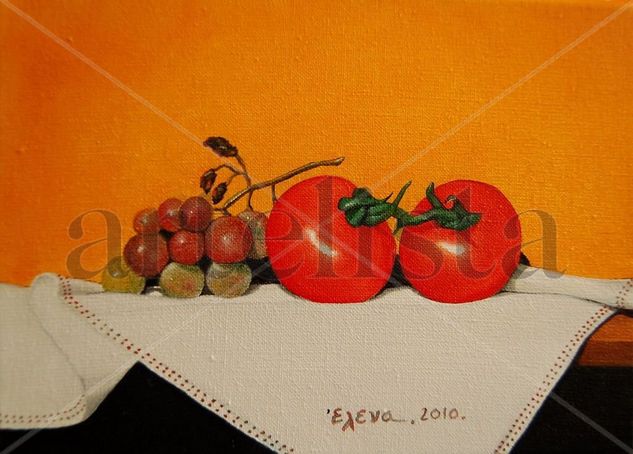 "Las uvas y los tomates" Óleo Lienzo Bodegones