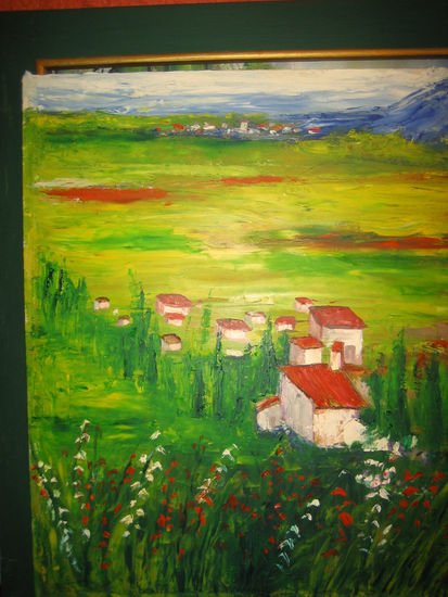 CASAS CON TEJADOS ROJOS Oil Canvas Landscaping