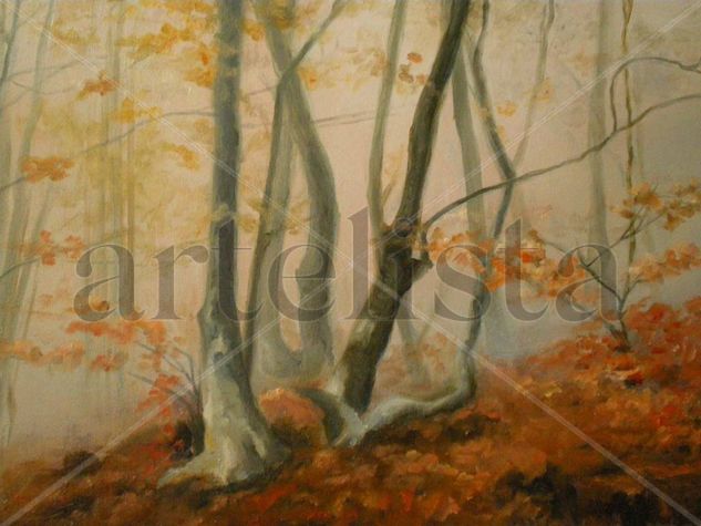 Bruma en el bosque Oil Canvas Landscaping