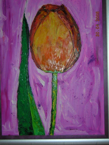 TULIPAN ROSA Oil Canvas Floral Painting