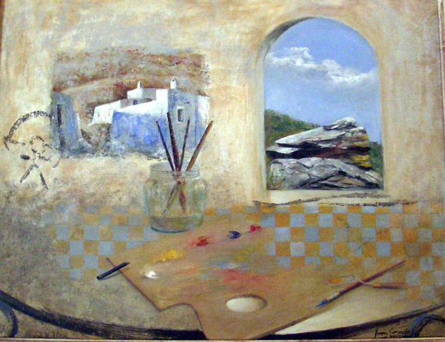 Un pintor y la piedra labrá Oil Canvas Still Life Paintings