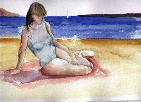 Platja Watercolour Paper Figure Painting