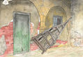 El carro en la puerta