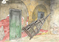 El carro en la puerta