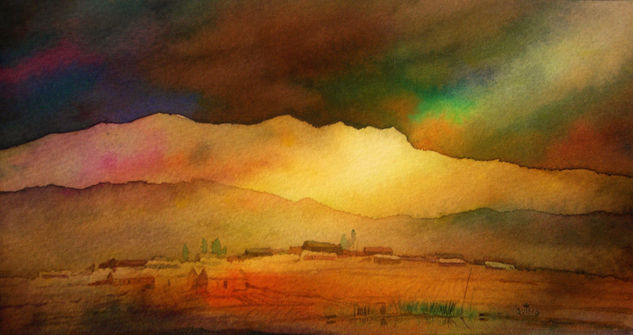 Vision cosmica del altiplano Watercolour Paper Landscaping