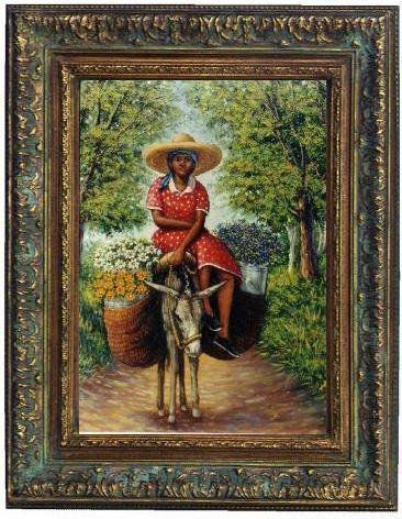 marchanta en burro vendedora de flores