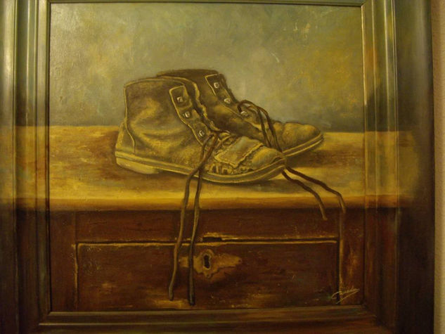 BOTAS VIEJAS ( oleo pintado del natural) Oil Canvas Still Life Paintings