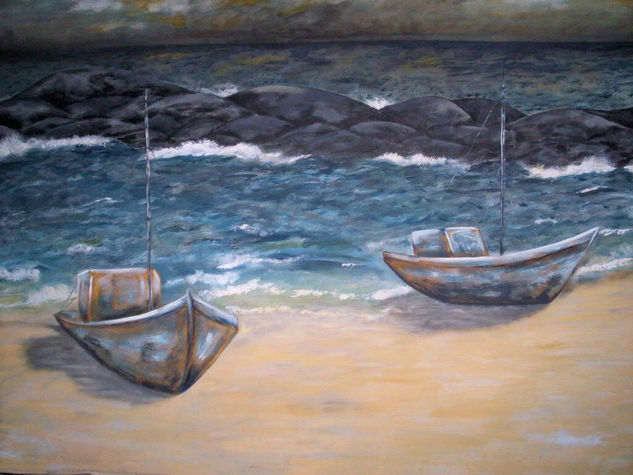 Esperando el temporal Oil Canvas Marine Painting