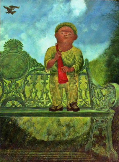 La Banca Verde o Los Recuerdos del Porvenir Oil Panel Figure Painting