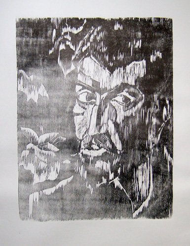 Autorretrato suyo II Woodcut