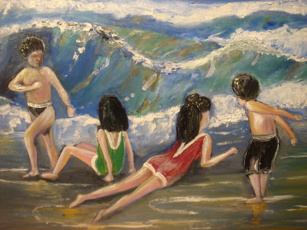 niños en la playa