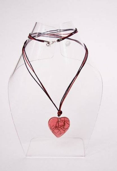 Collar Corazon total rojo+ grps.+ cordon triple rojo/doble negro 