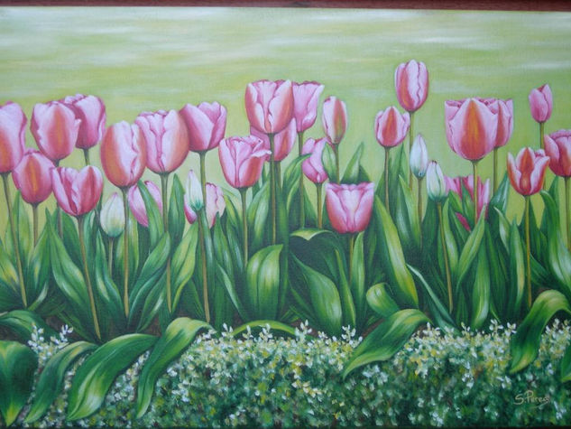 TULIPANES Oil Canvas Floral Painting