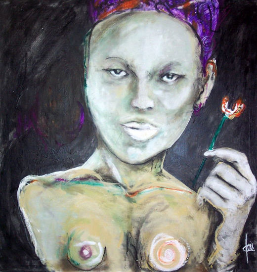 mas azucar Mixed media Canvas Nude Paintings