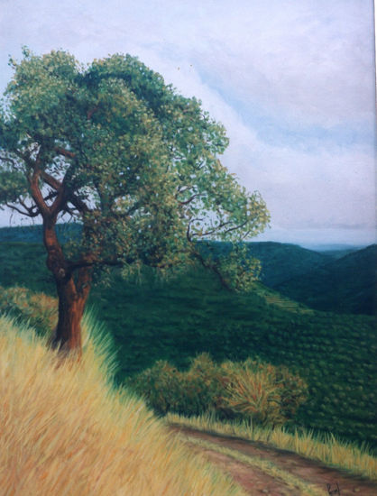 Un árbol en el camino Oil Canvas Landscaping