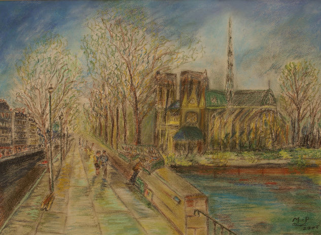 Notre-Dame Pastel Paper Landscaping