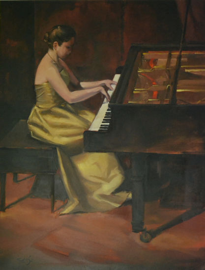 Pianista Óleo Lienzo Figura