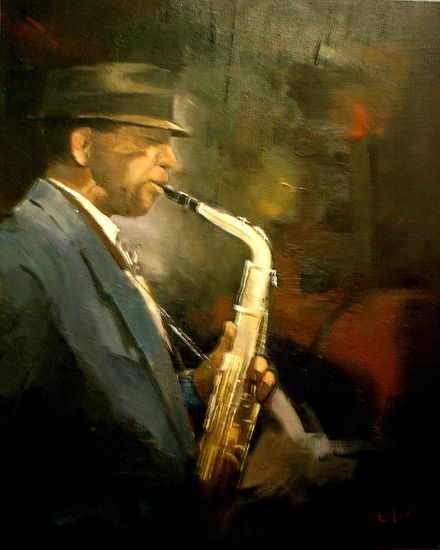 Jazz - Saxo Oil Canvas Figure Painting