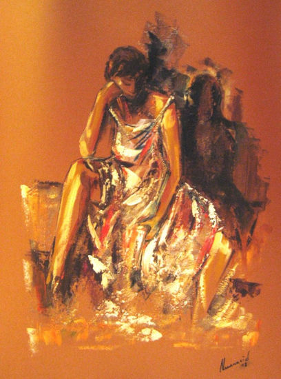 Dona pensant Oil Card Figure Painting