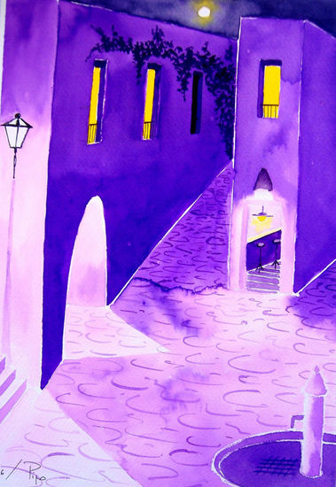 calle de noche malva - vendido Watercolour Paper Landscaping